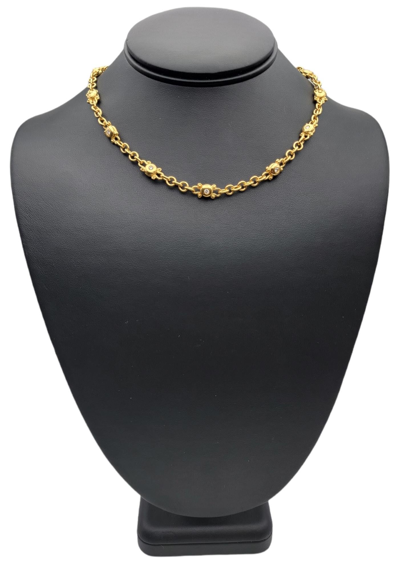 Denise Roberge 22 Karat Yellow Gold Bubble Link Necklace with Diamonds 2