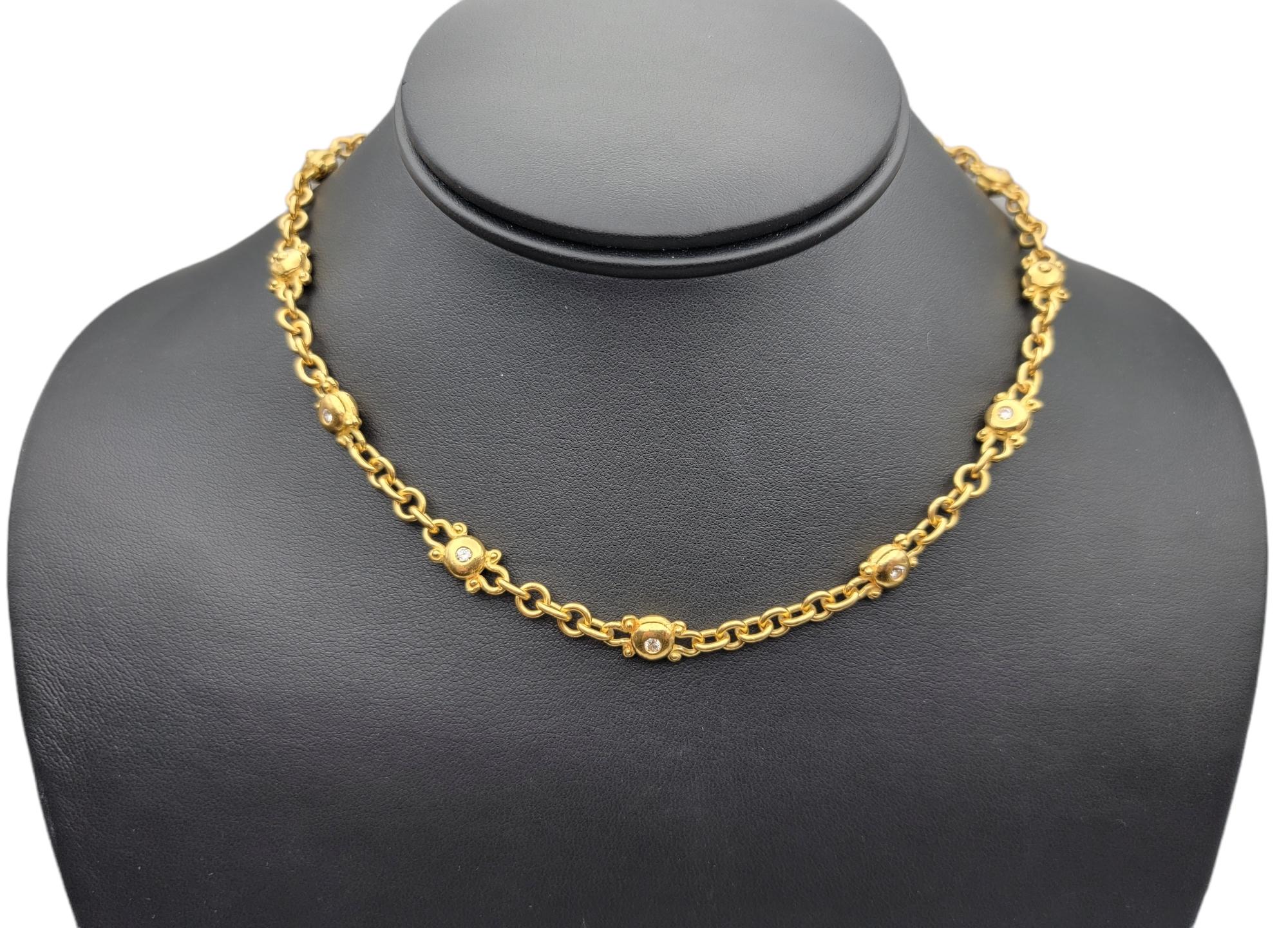 Denise Roberge 22 Karat Yellow Gold Bubble Link Necklace with Diamonds 3