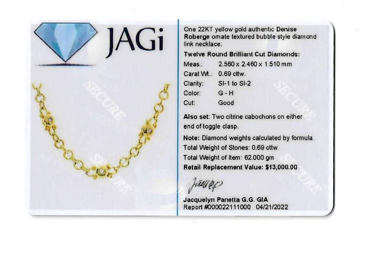 Denise Roberge 22 Karat Gelbgold Blasenglieder-Halskette mit Diamanten 7