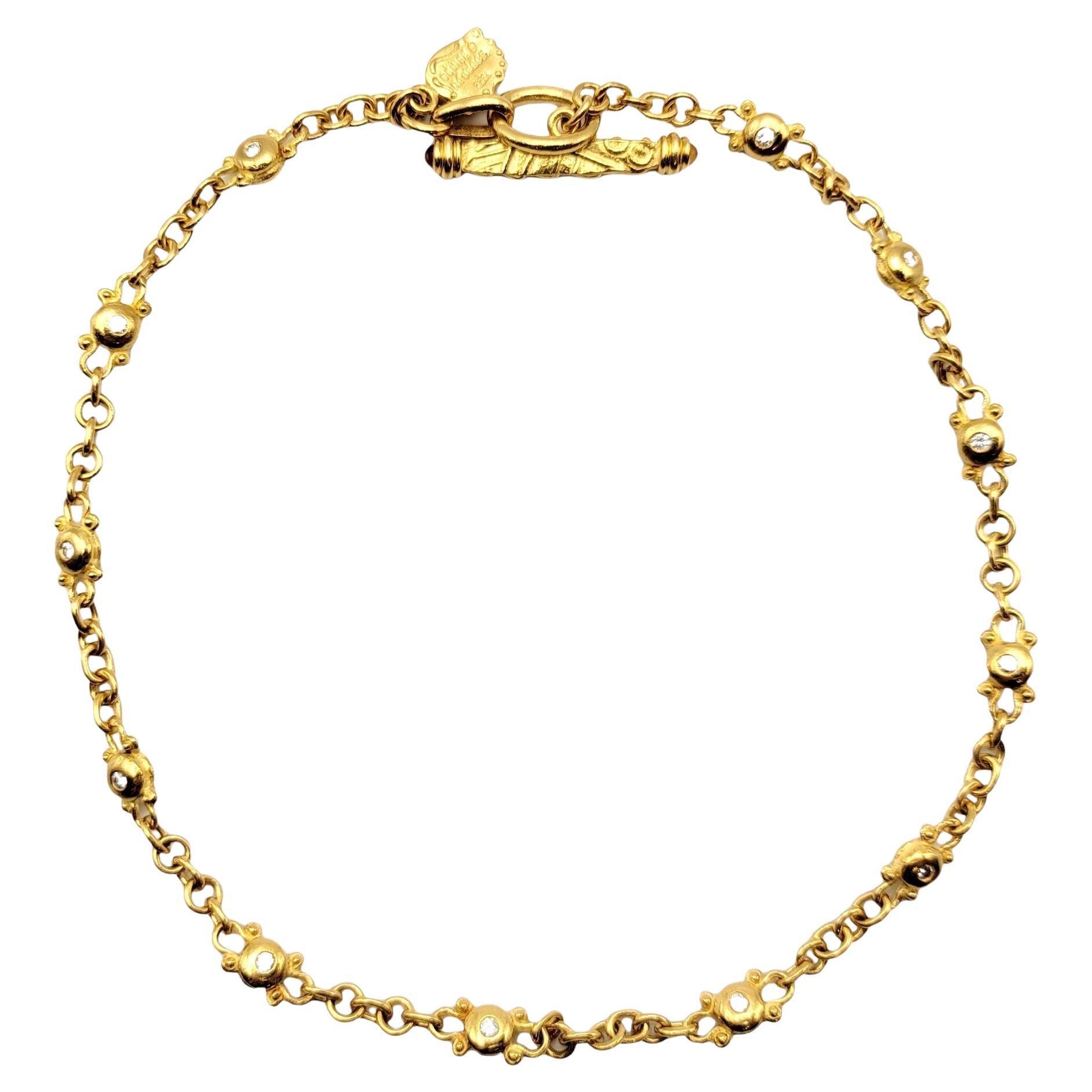 Women's Denise Roberge 22 Karat Yellow Gold Bubble Link Necklace with Diamonds