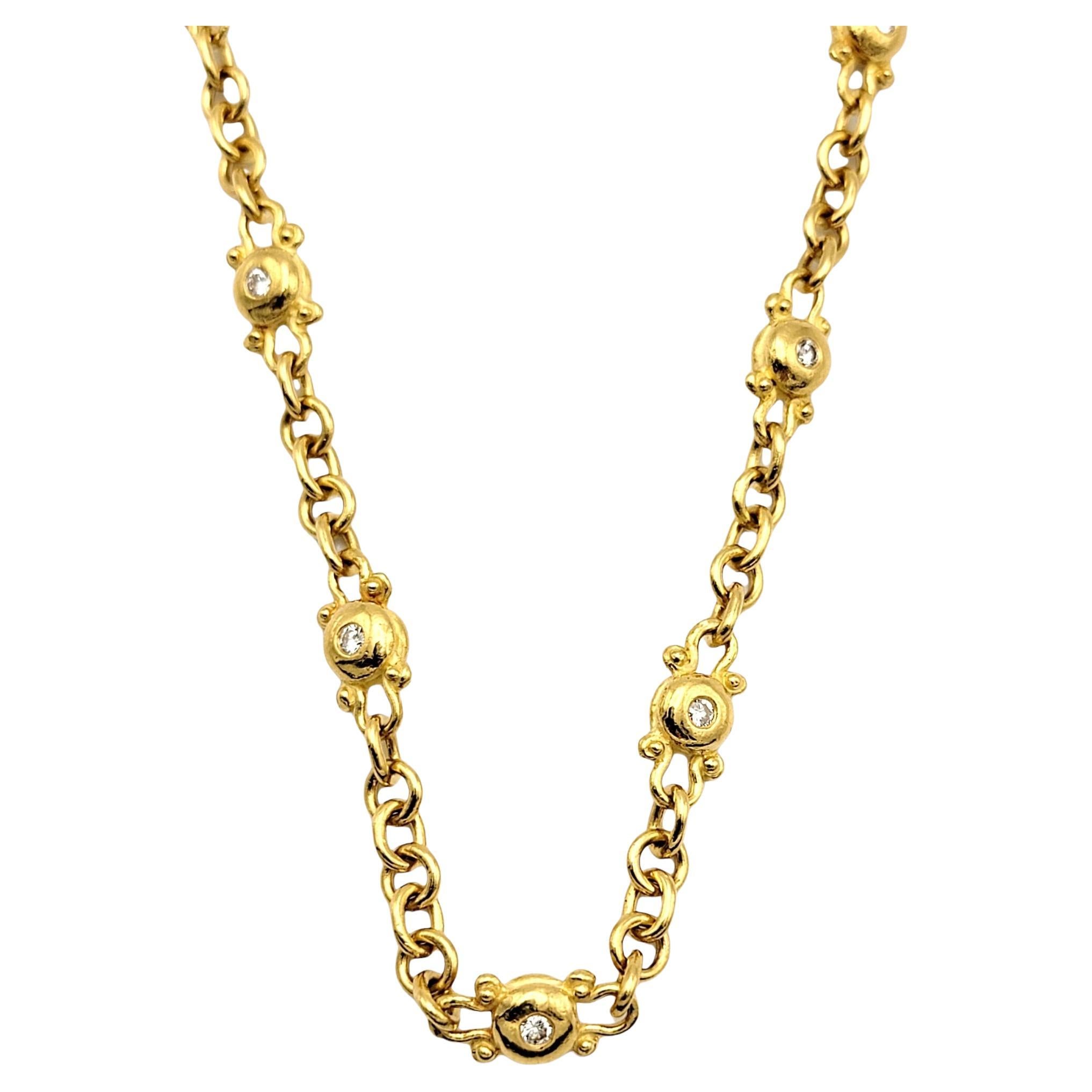 Denise Roberge 22 Karat Yellow Gold Bubble Link Necklace with Diamonds