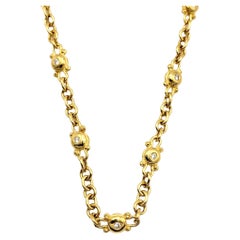 Denise Roberge 22 Karat Yellow Gold Bubble Link Necklace with Diamonds