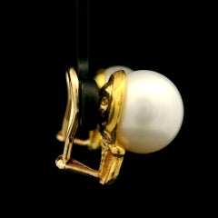 Denise Roberge 22k Gold 13.6mm South Sea Pearl Swirl Design Clip On Earrings