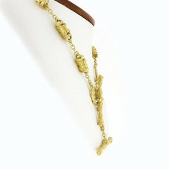 Denise Roberge 22k Gold Cable Chain Textured Barrel Link Statement Necklace