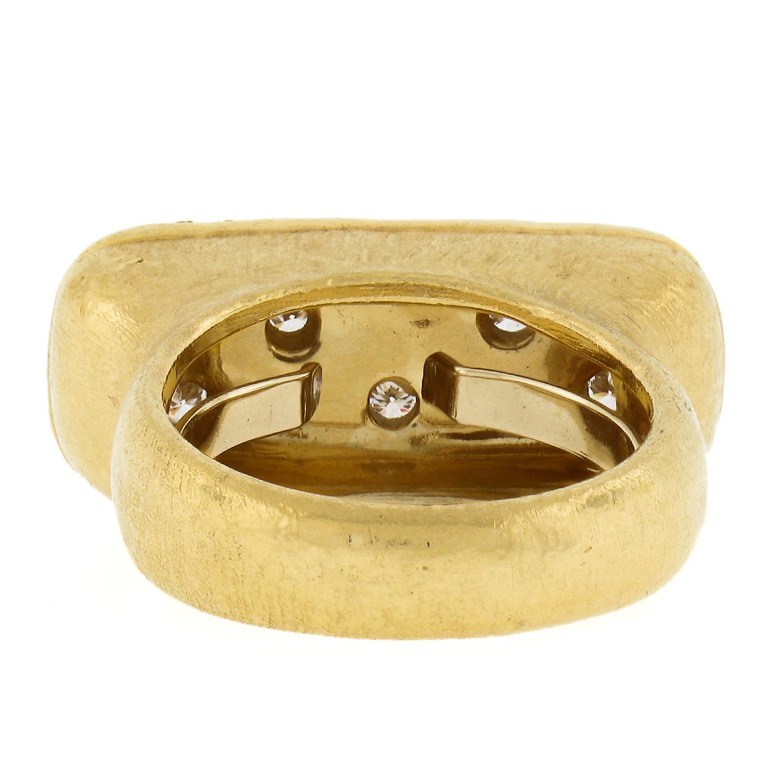 Women's Denise Roberge 22k Gold .20ctw Diamond Matte Ancient Motif Saddle Statement Ring For Sale
