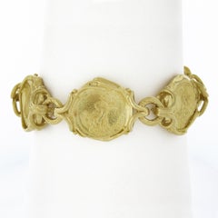 Denise Roberge 22k Gold 7" Ancient Coin Detailed Chain Bracelet w/ Toggle Clasp