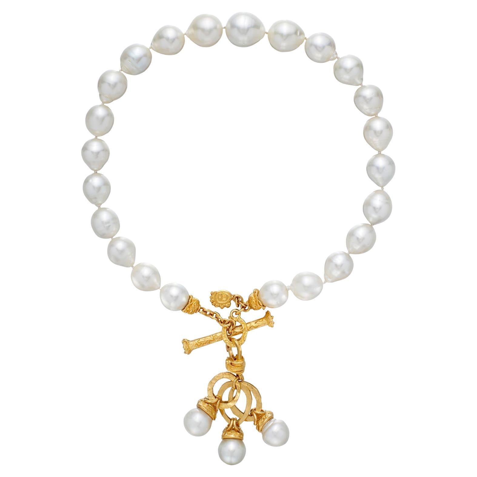 Denise Robergé 22k Gold and Baroque South Sea Cultured Pearl Necklace