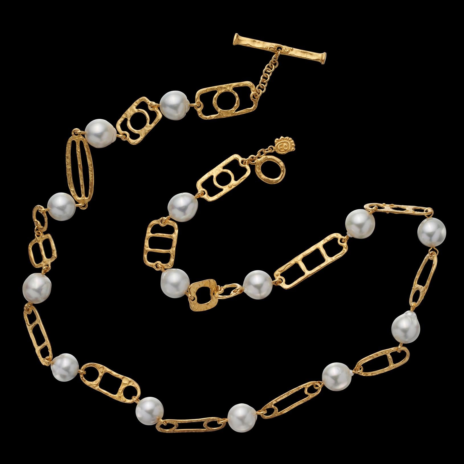 Denise Robergé 22k Gold and South Sea Cultured Pearl Necklace In Excellent Condition For Sale In San Francisco, CA