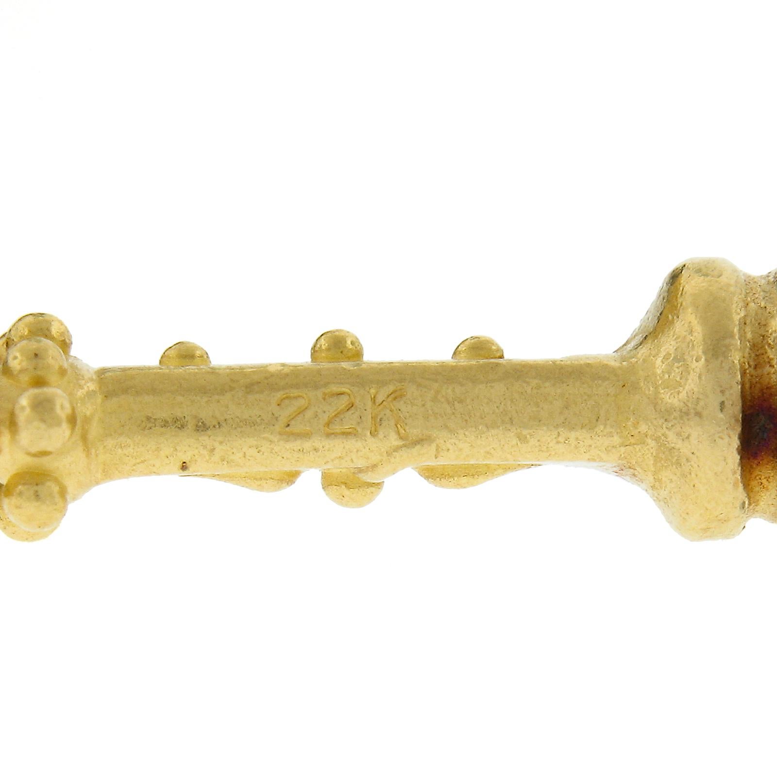 Denise Roberge 22k Gold Schwarze Lederkordelhalskette mit Knopfleiste und Knverschluss mit Knopfleiste 6