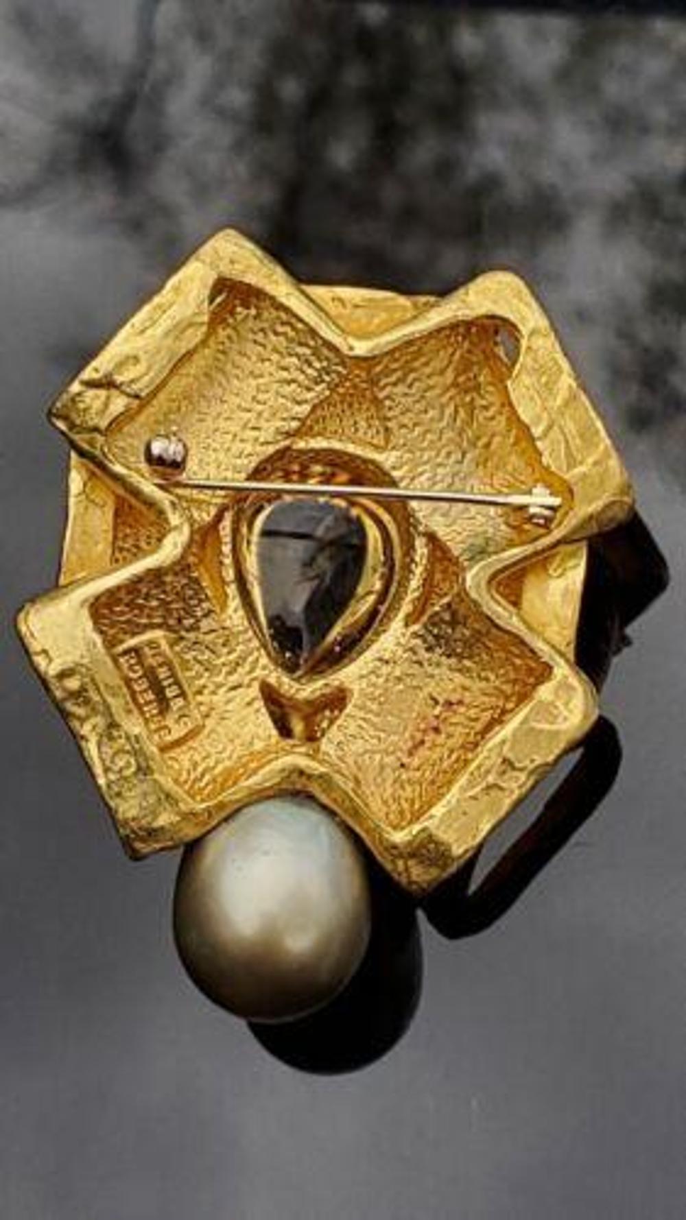 De las mujeres Denise Roberge Broche de oro de 22 quilates Perla gris citirina Grande Pesado 75,8 g en venta