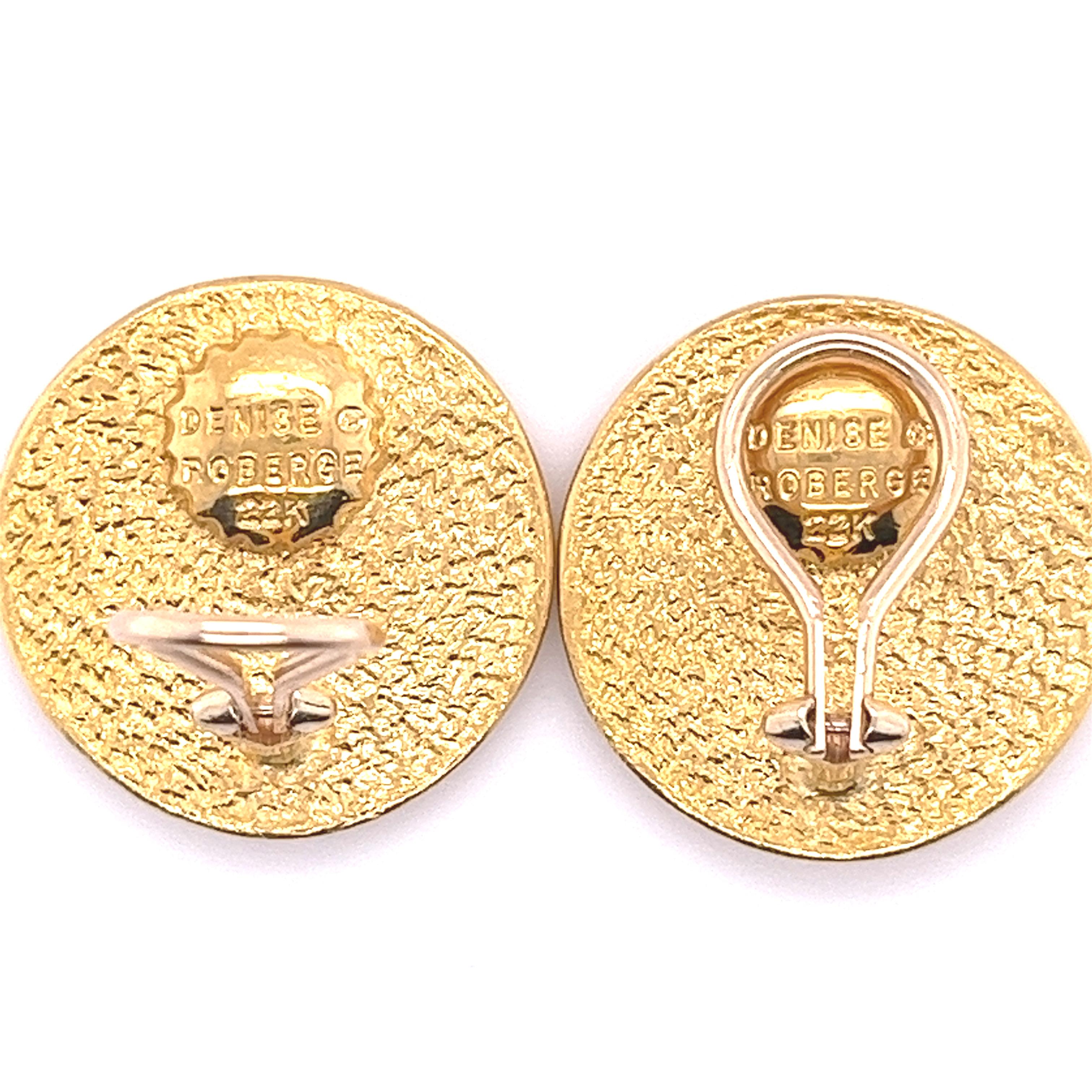 Women's Denise Roberge 22k Gold Roman Coin Motif Clip On Earrings For Sale
