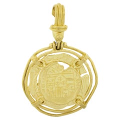 Denise Roberge 22k Yellow Gold Ancient Coin Textured Work Enhancer Charm Pendant