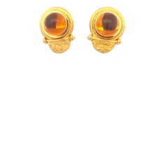 Denise Roberge 22K Yellow Gold Bezel- Set Cabochon Citrine Earrings