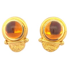 Denise Roberge 22K Yellow Gold Bezel- Set Cabochon Citrine Earrings