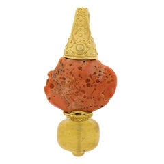 Denise Roberge 22k Yellow Gold Coral w/ Rondelle Citrine Enhancer Pendant