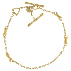 Denise Roberge 22k Yellow Gold Station & Cable Link 19" Necklace W/ Toggle Clasp