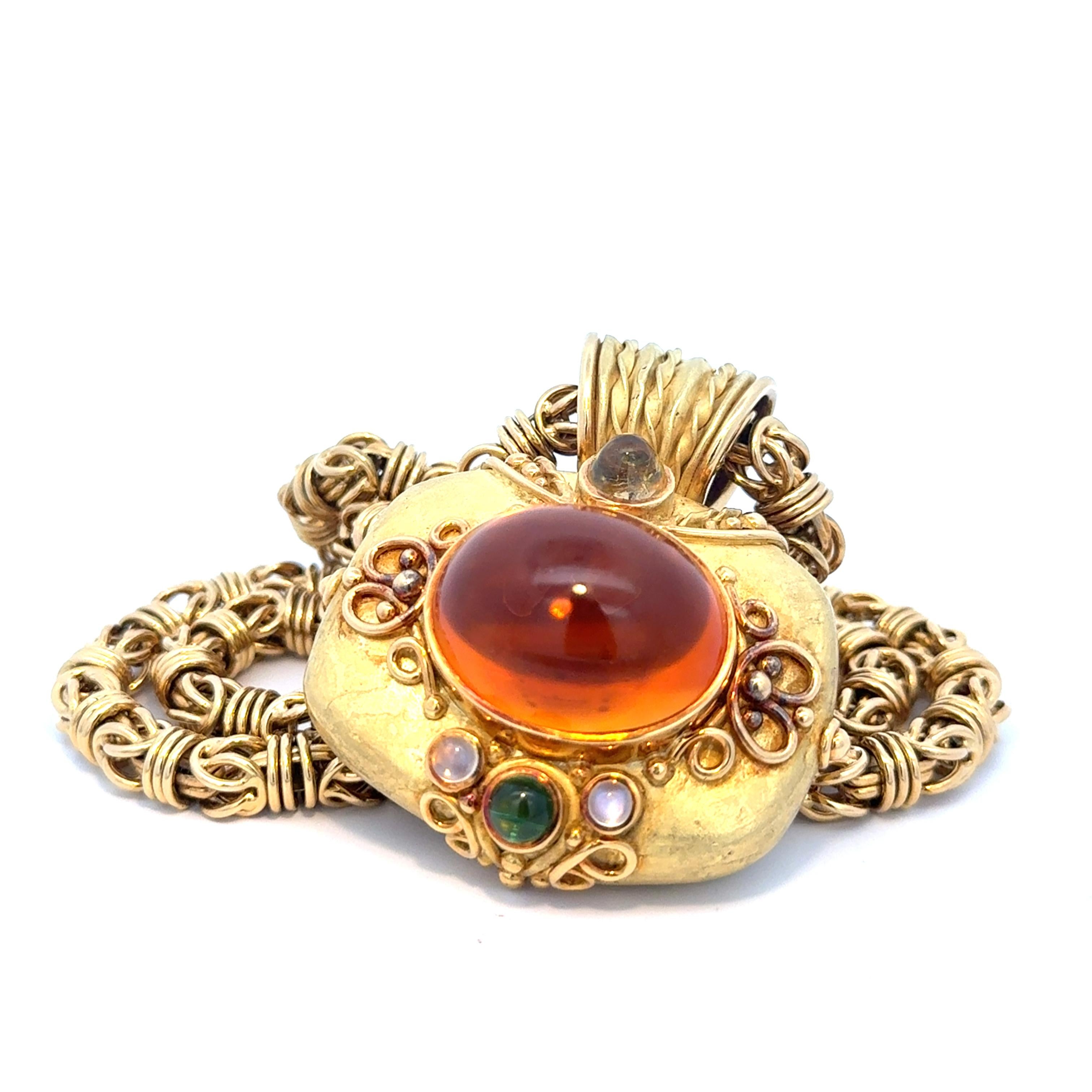 Women's Denise Roberge Citrine Pendant Necklace 18K Yellow Gold For Sale