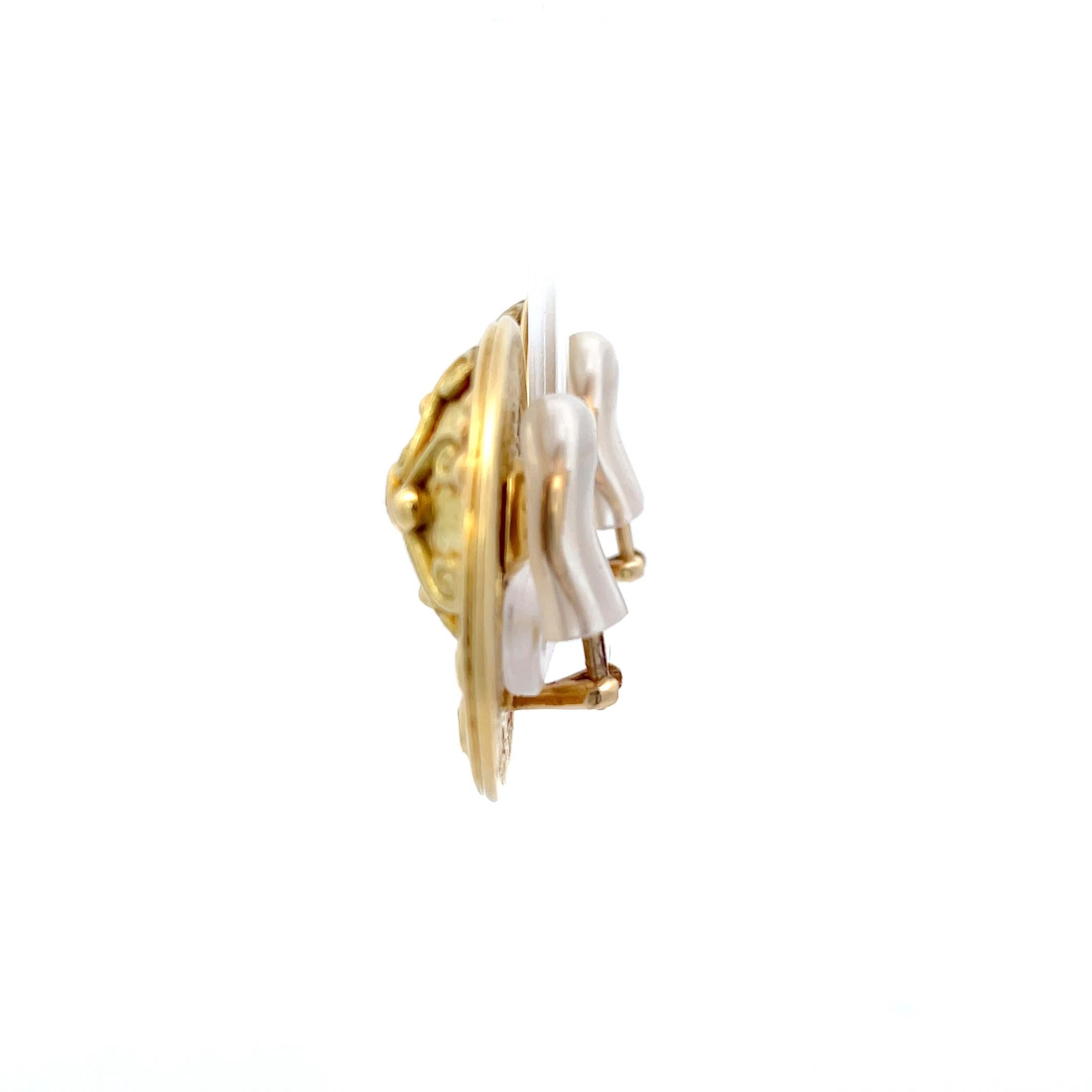 Women's Denise Roberge Diamond Disc Earrings 18K Yellow Gold For Sale