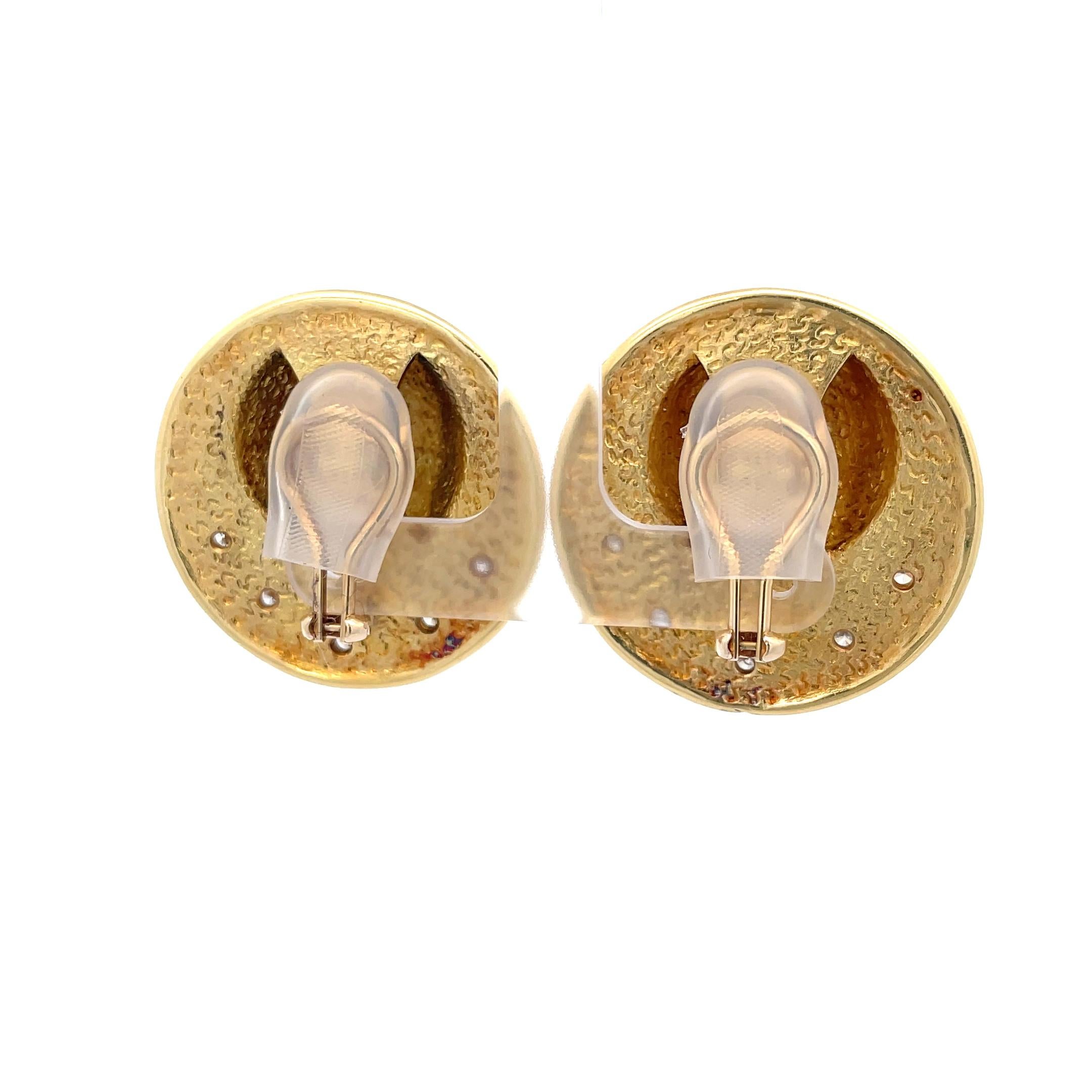 Denise Roberge Diamond Disc Earrings 18K Yellow Gold For Sale 1