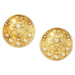 Denise Roberge Diamond Disc Earrings 18K Yellow Gold