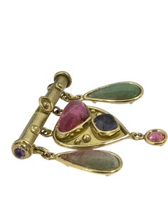 Denise Roberge Large and Impressive Gold and Gem set Brooch