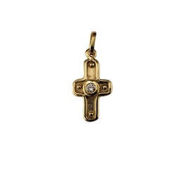 Denise Roberge Modified 18K Yellow Gold and Diamond Cross Pendant #22327