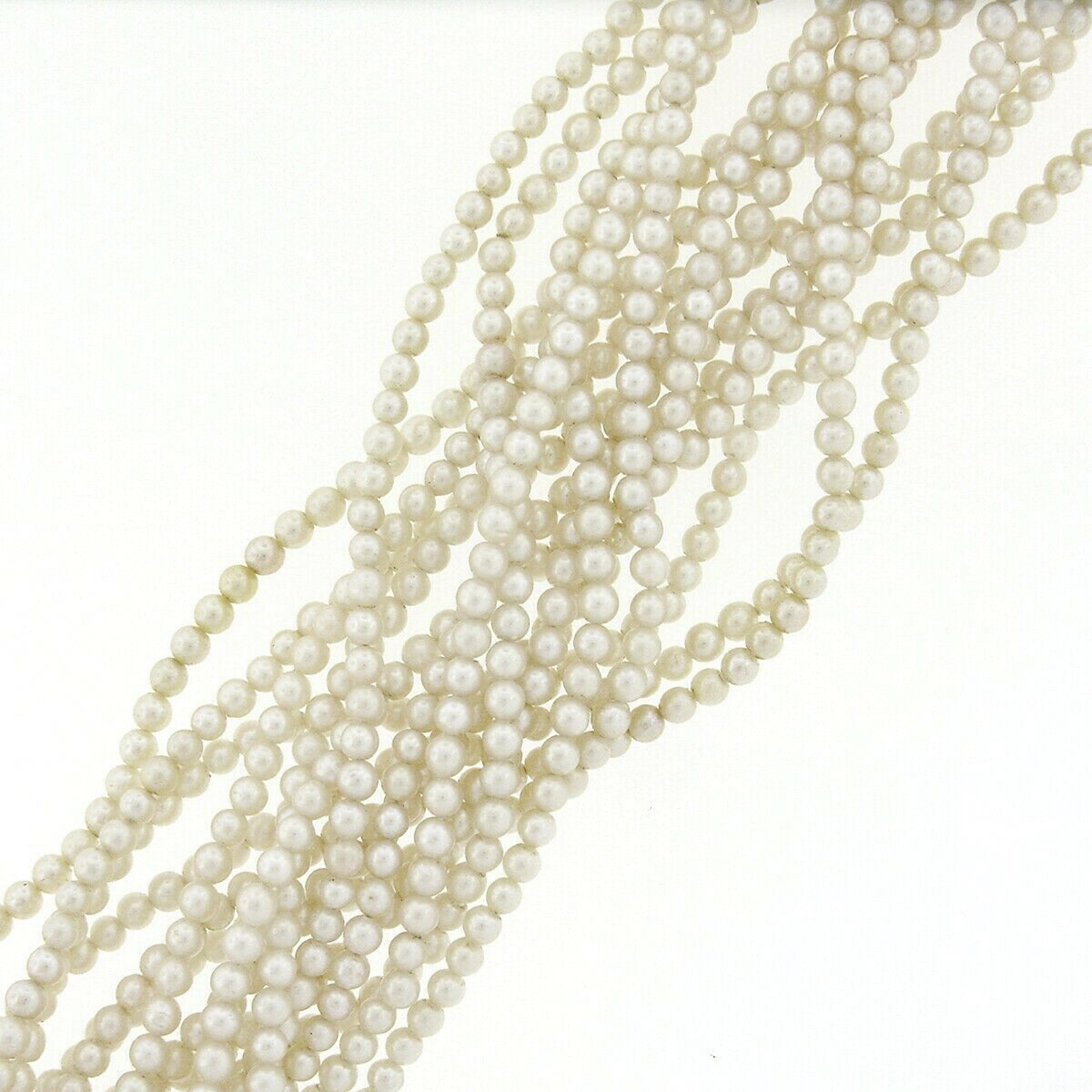 Women's Denise Roberge Multistrand Akoya Pearl Necklace W/ 22k Gold Diamond Ends & Clasp