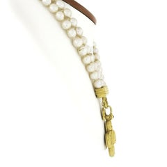 Denise Roberge Pearl Dual Strand Necklace w/ 22k Gold Enhancer Cross Pendant