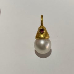Denise Roberge Pearl Pink Tourmaline Handmade 22K Yellow Gold Charm Pendant