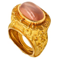 Denise Roberge Sculptural Textured Cocktail Ring In 22Kt Gold 9.86 Ct Moonstone