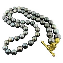 Denise Roberge Tahitian Pearl Necklace with a 22 Karat Yellow Gold Toggle Clasp