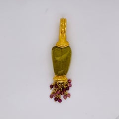 Denise Roberge Tumbled Tourmaline Handmade 22K Gold Charm Pendant Etruscan