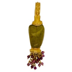 Denise Roberge Tumbled Tourmaline Handmade 22K Gold Charm Pendant Etruscan