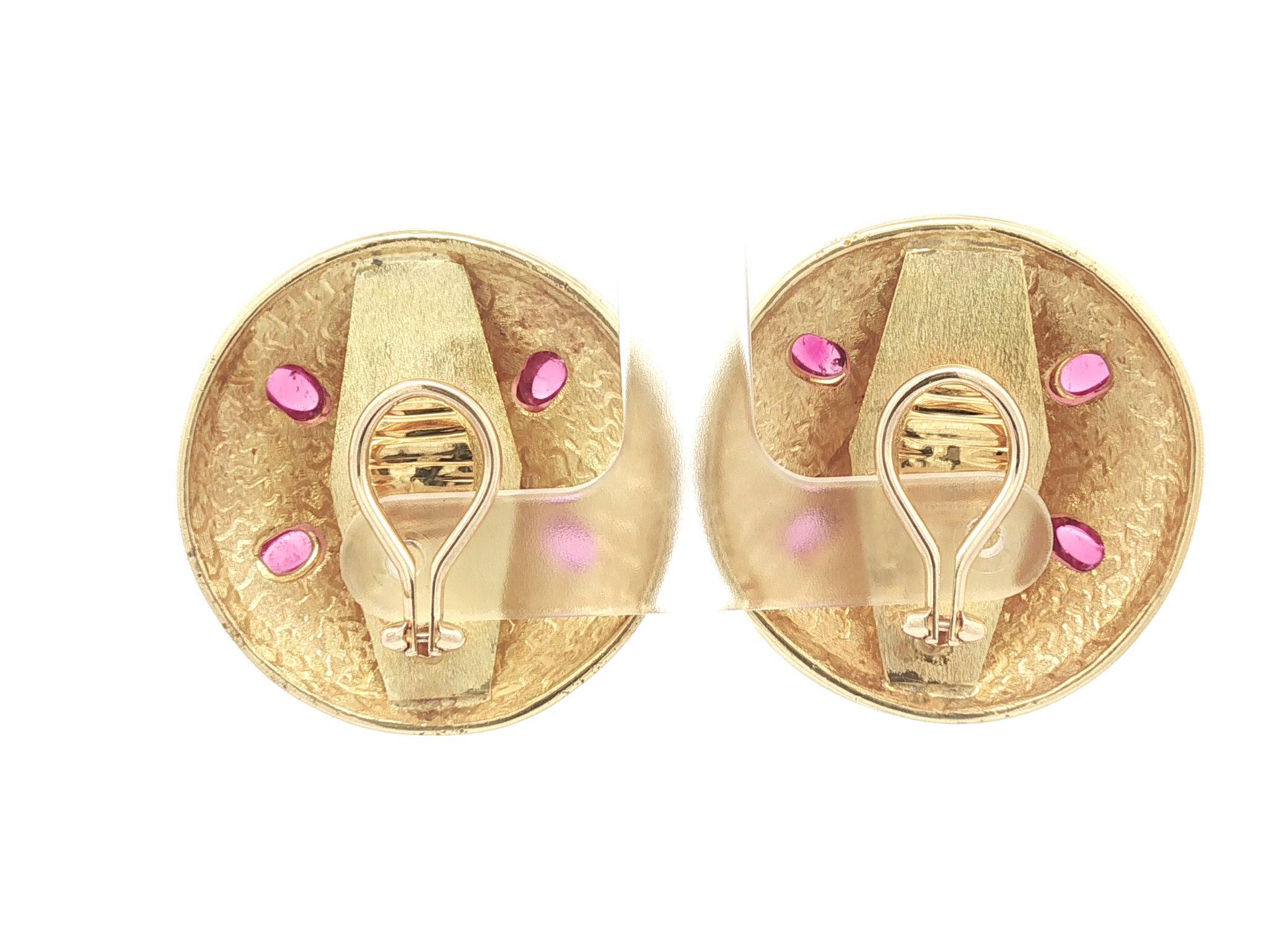 Denise Roberge Yellow Gold Pearl Tourmaline & Diamond Large Button Earrings in vendita 4