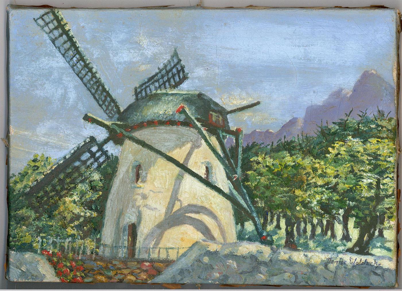 Denise Woldecky - 20th Century Oil, Windmill In The Sun For Sale 2