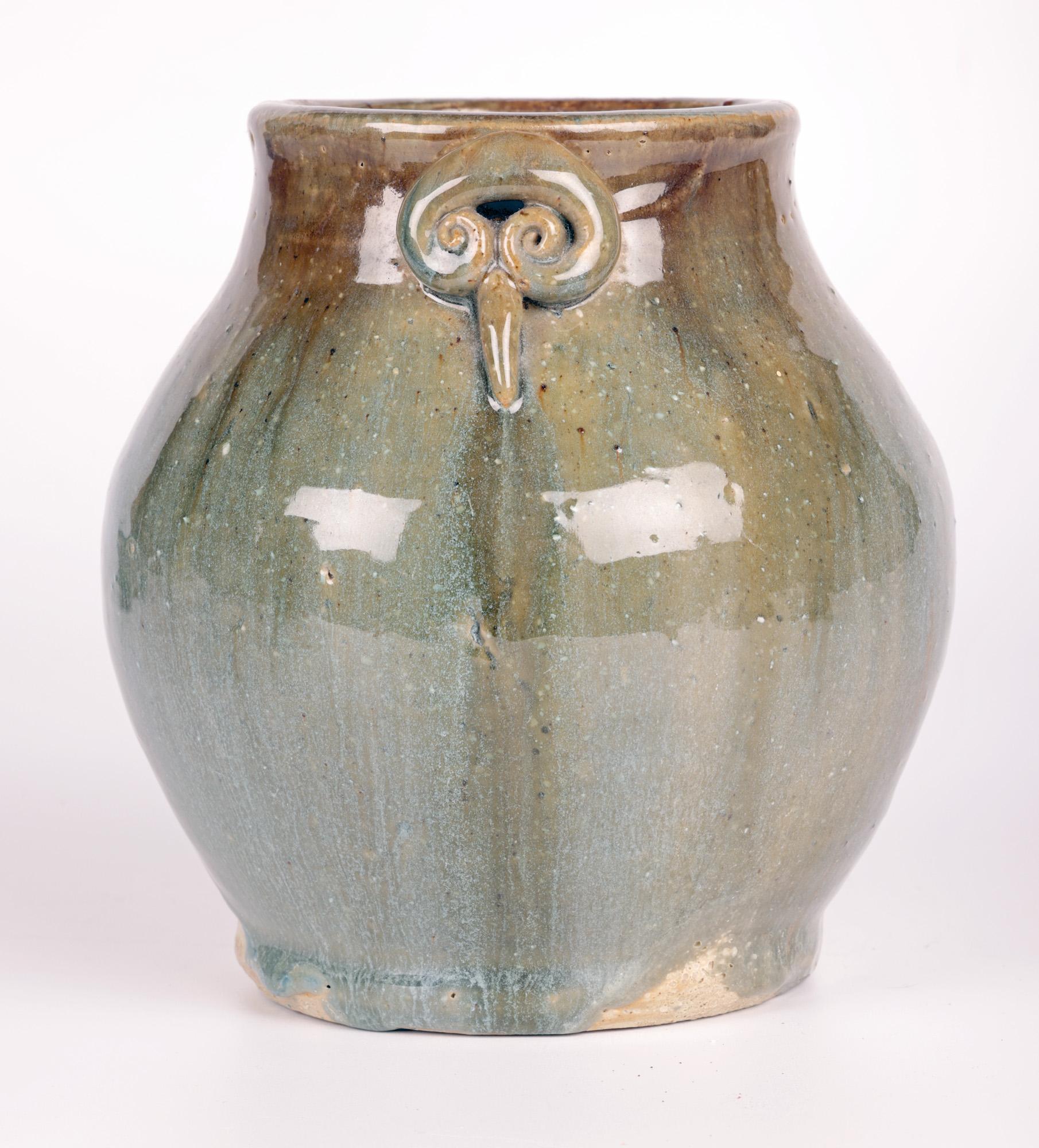 Denise Wren Oxshott Pottery Studio Pottery Twin Handled Vase  For Sale 5