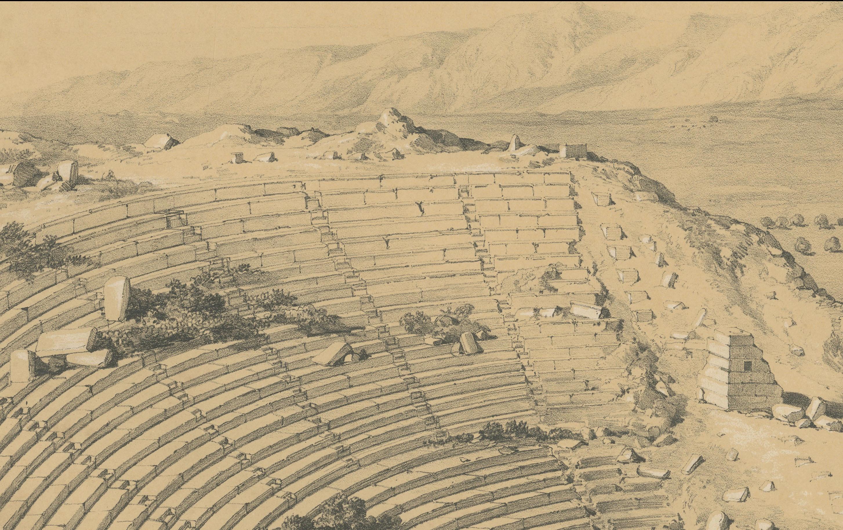 Denislou - Vues des ruines de Laodicée et du théâtre, Asie Mineure par Laborde Bon état - En vente à Langweer, NL