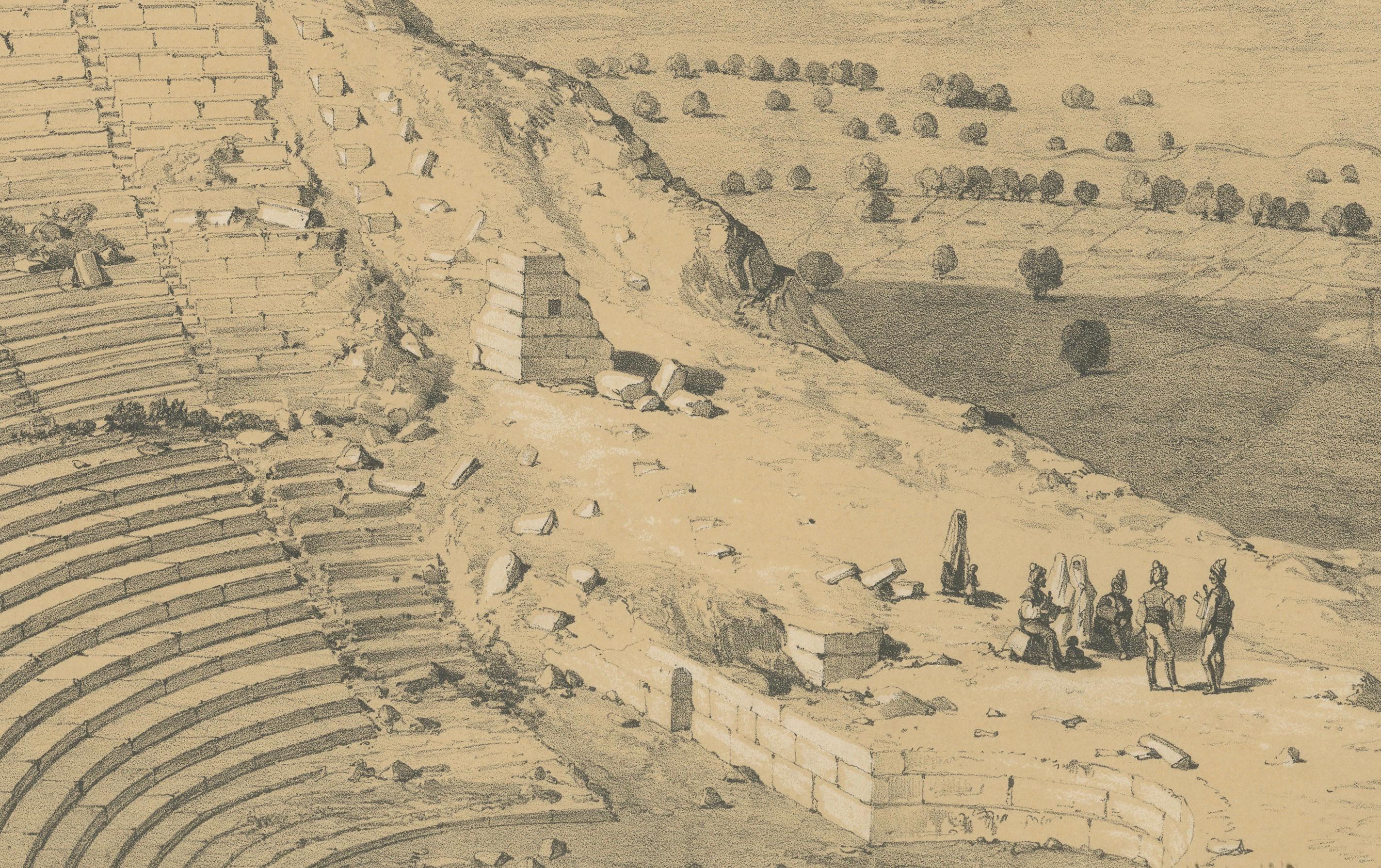 Papier Denislou - Vues des ruines de Laodicée et du théâtre, Asie Mineure par Laborde en vente