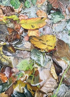 Back to the source, Oil painting on Canvas, Water Reflections, Leafs, Realistic