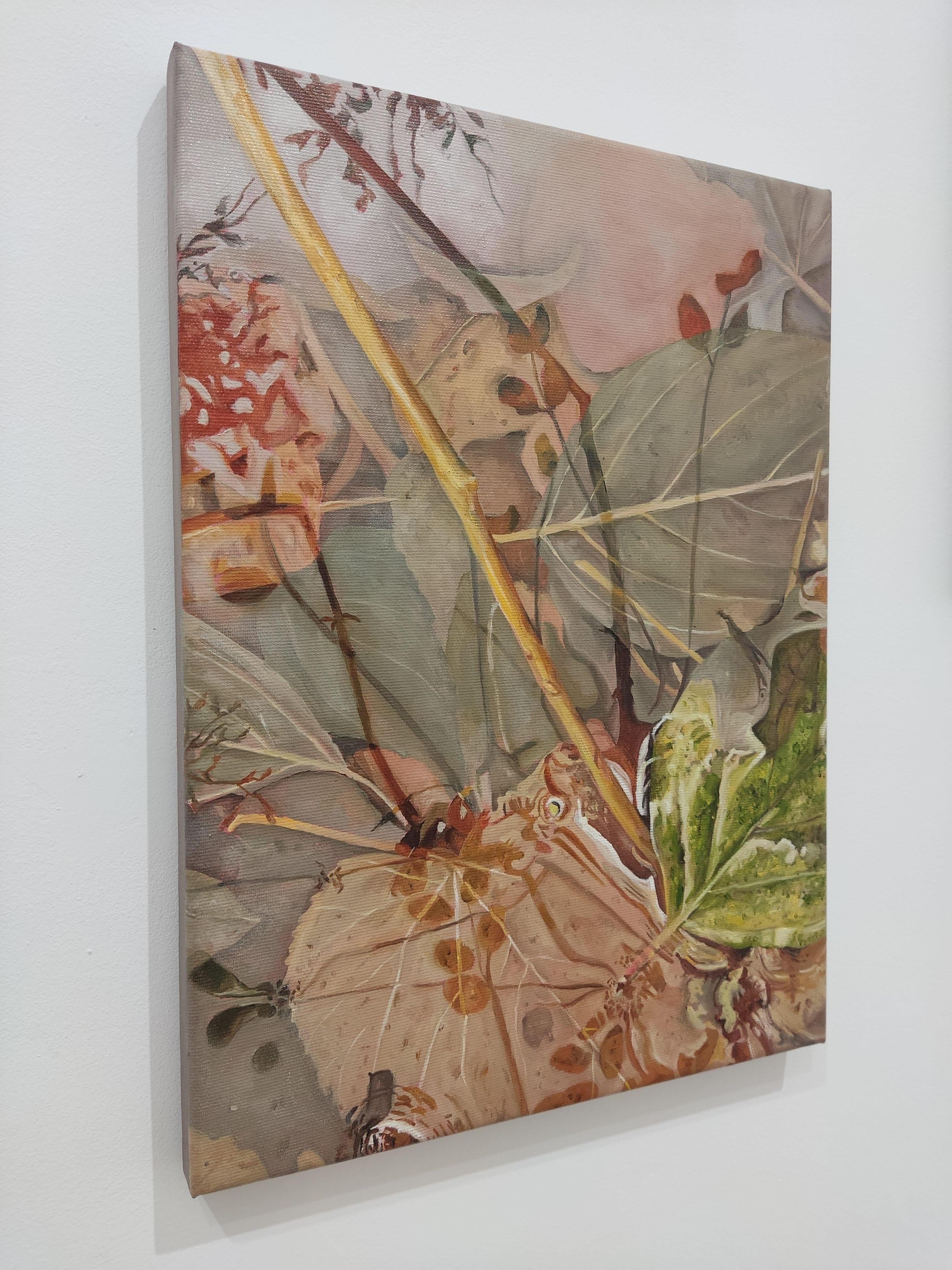 Dérive, Oil on Canvas, Contemporary painting, Water Reflections, Leafs, Nature For Sale 2