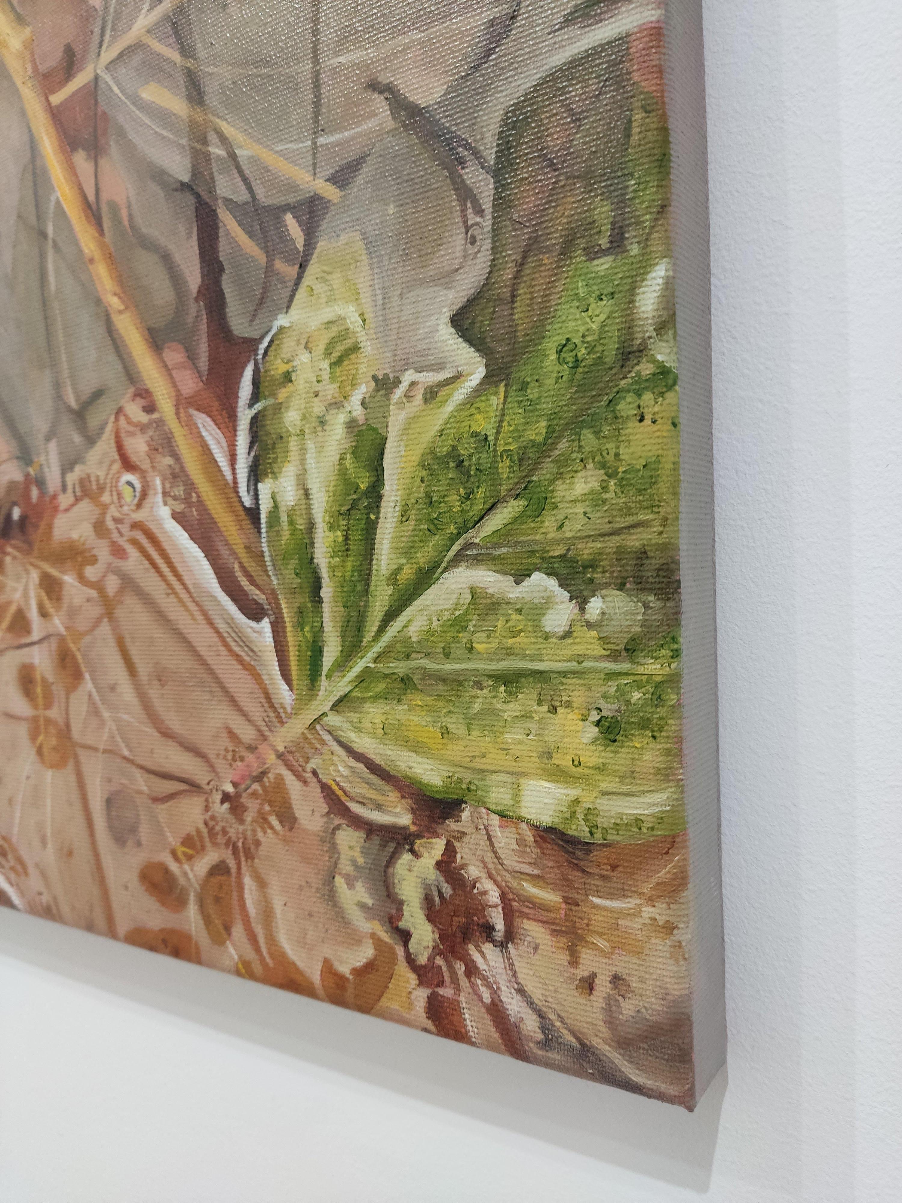 Dérive, Oil on Canvas, Contemporary painting, Water Reflections, Leafs, Nature For Sale 3