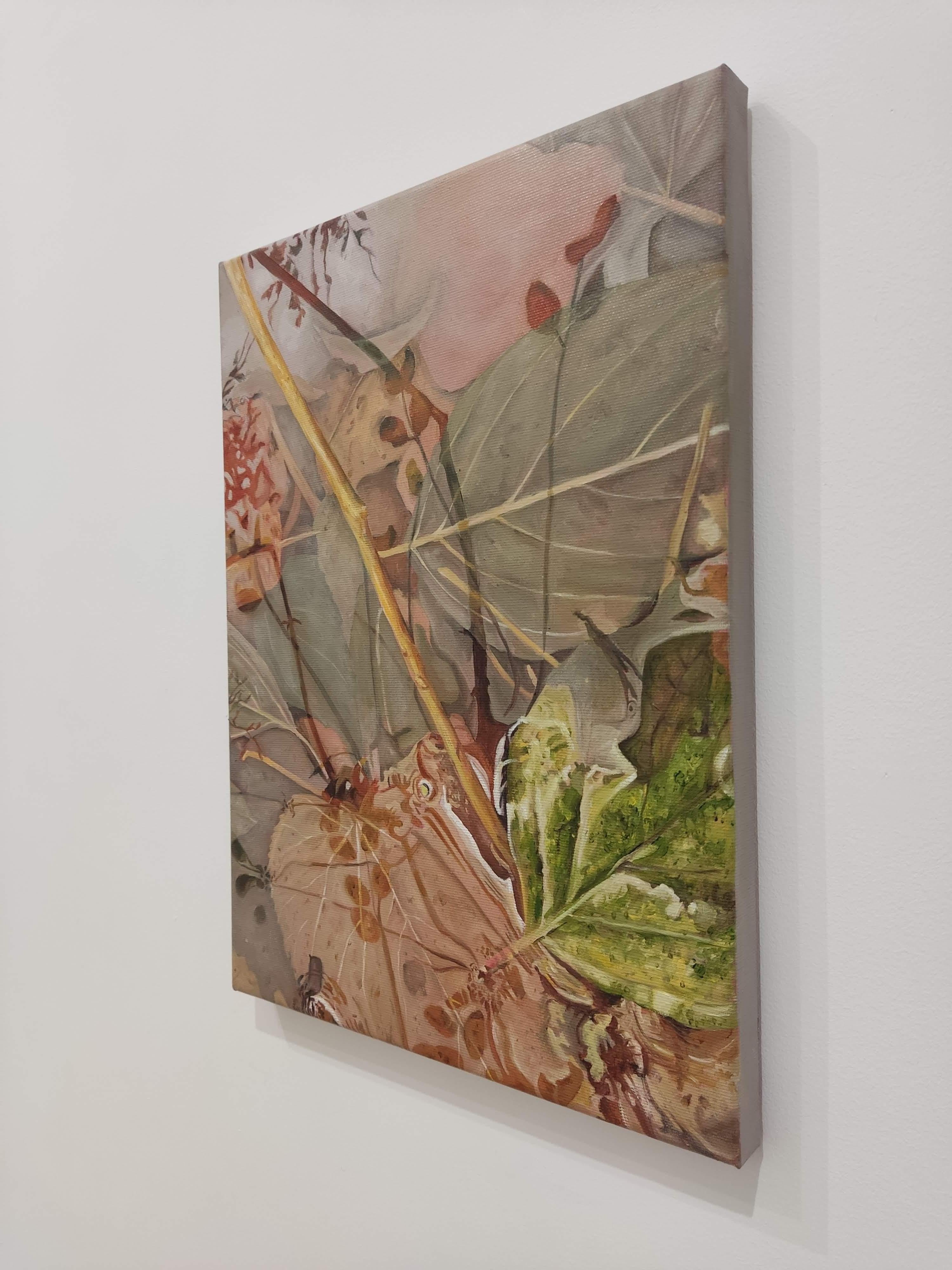 Dérive, Oil on Canvas, Contemporary painting, Water Reflections, Leafs, Nature For Sale 4