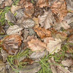 End December, Oil painting on Canvas, Leafs, Forest, Realistic Nature, Botanical