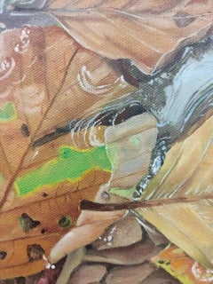 Flottant à la Surface, peinture à l'huile originale, sous-bois forestier