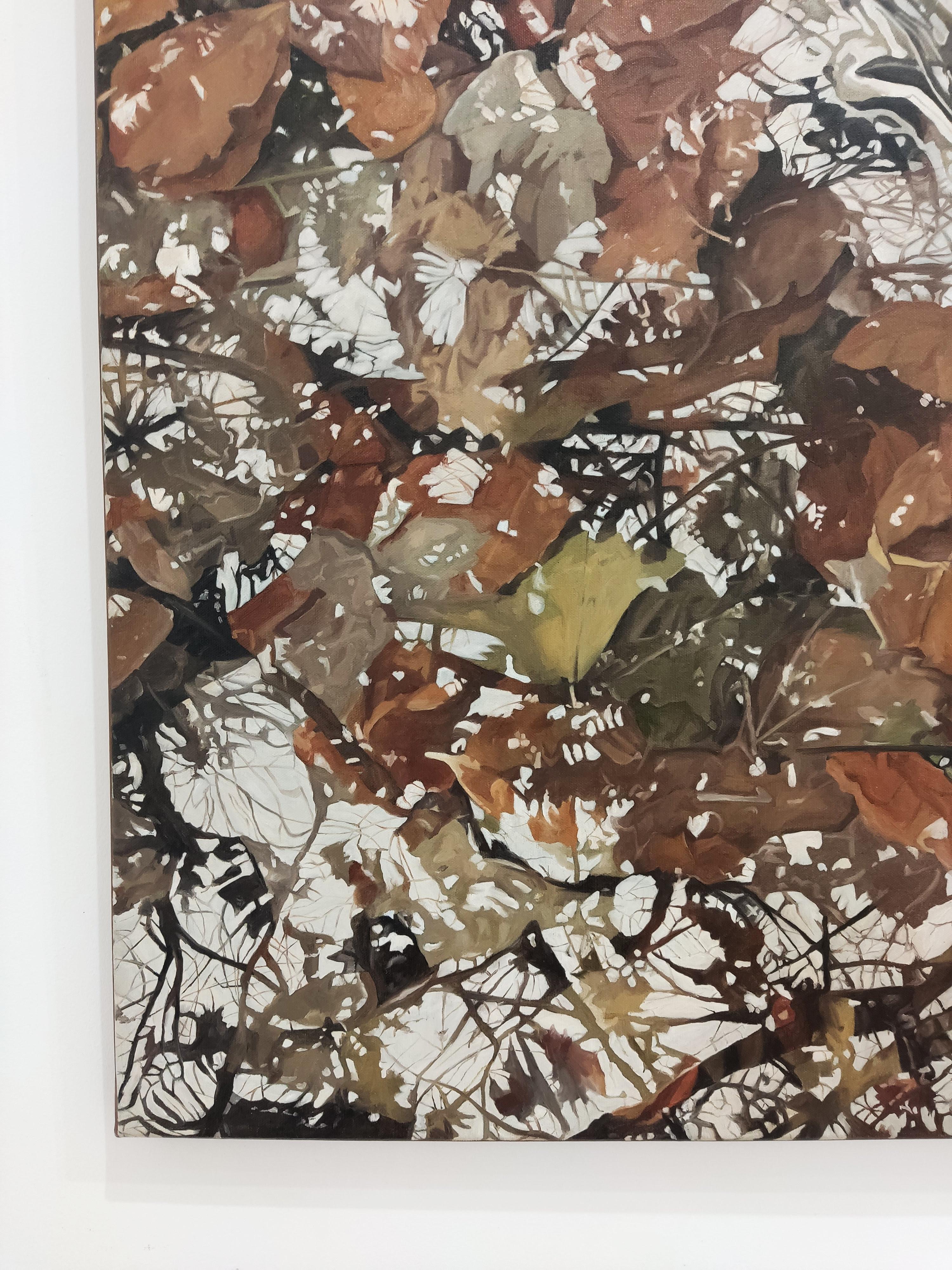 La Terre, Le Ciel, Huile sur toile, Peinture contemporaine, Eau, Reflets - Marron Abstract Painting par Deniz Bayav