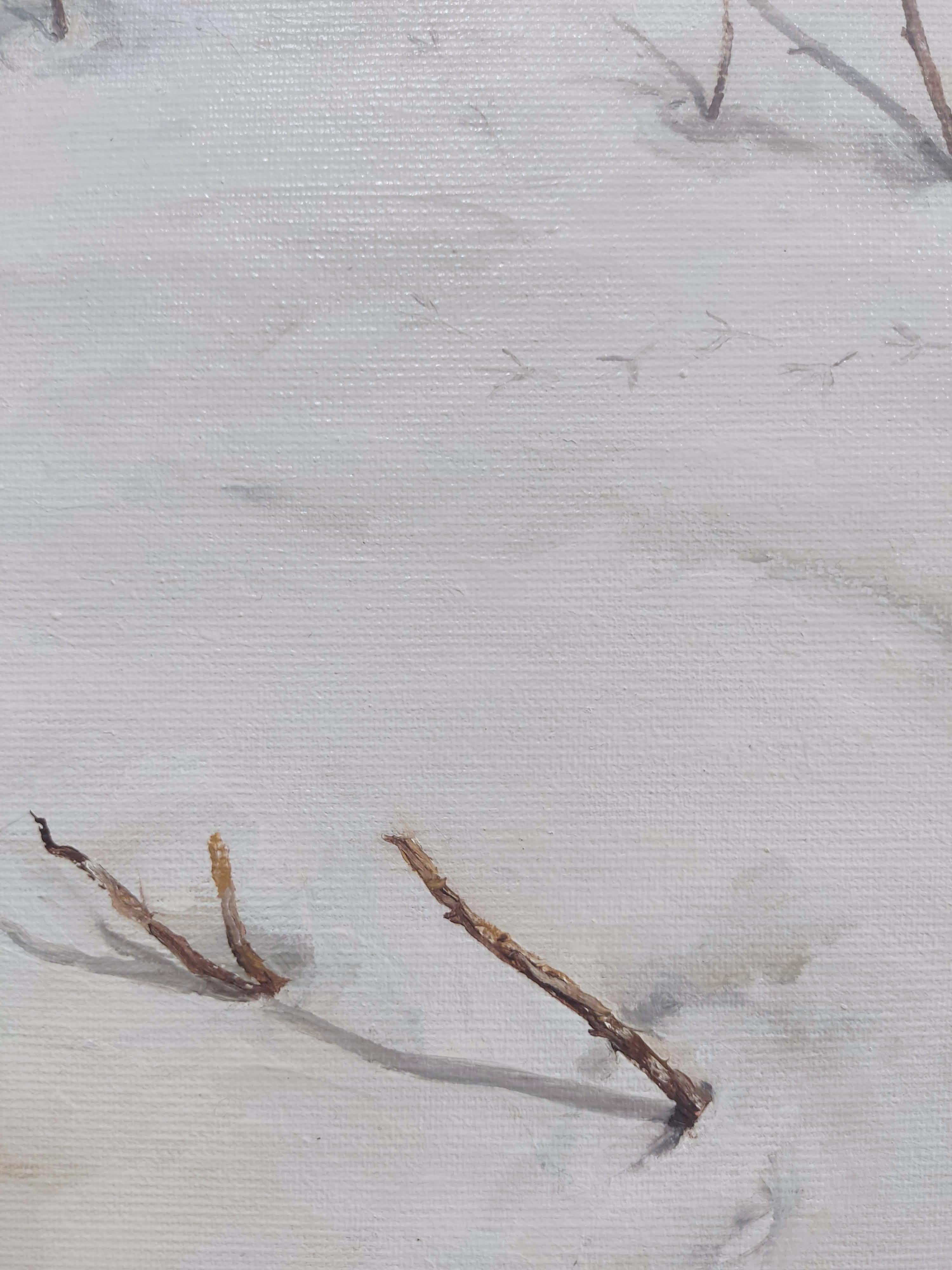 Life, Oil painting on Canvas, Landscape, Snow, Nature - Contemporary Painting by Deniz Bayav