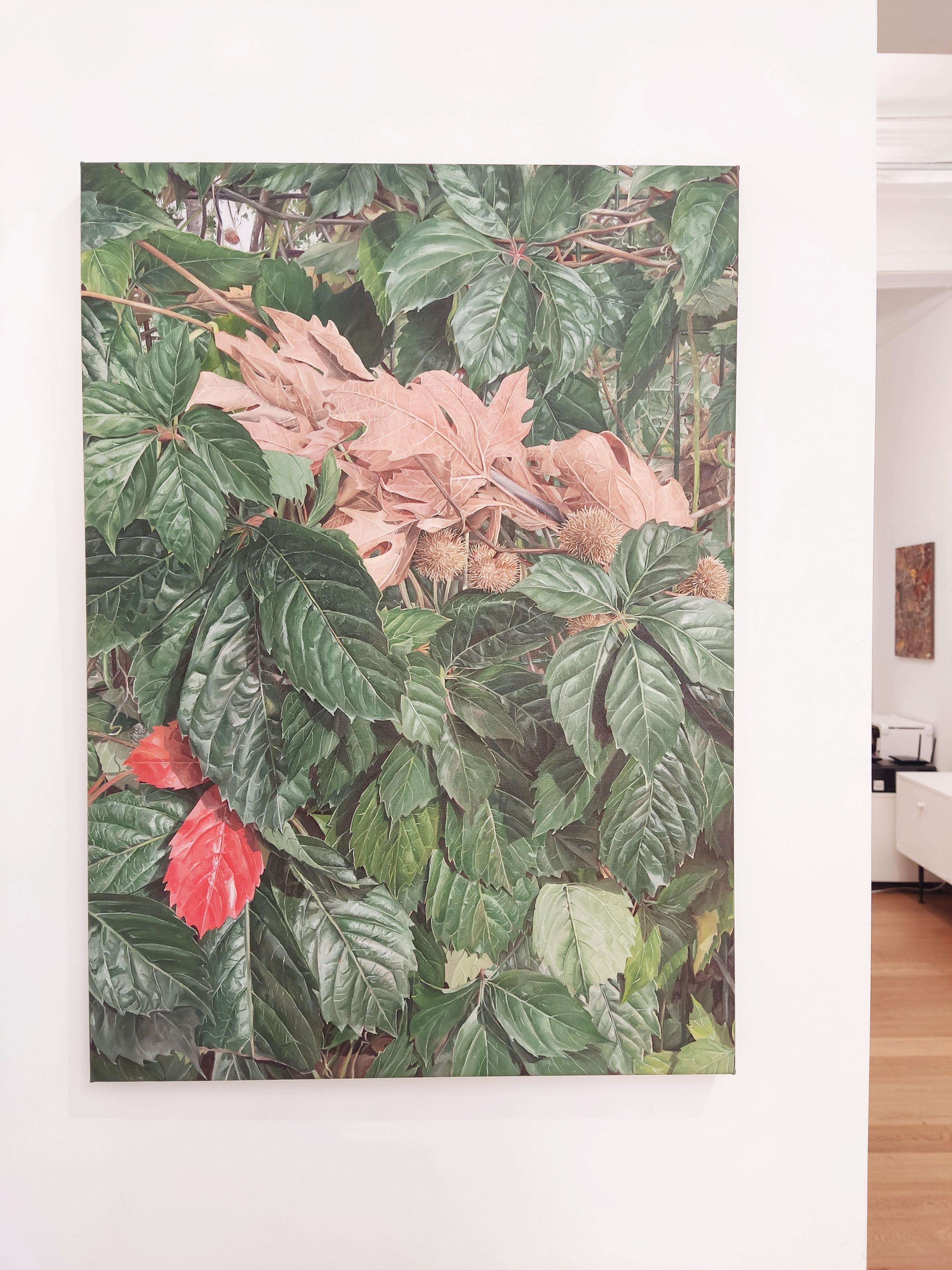 October, Oil painting on Canvas, Leafs, Forest, Realistic Nature For Sale 2
