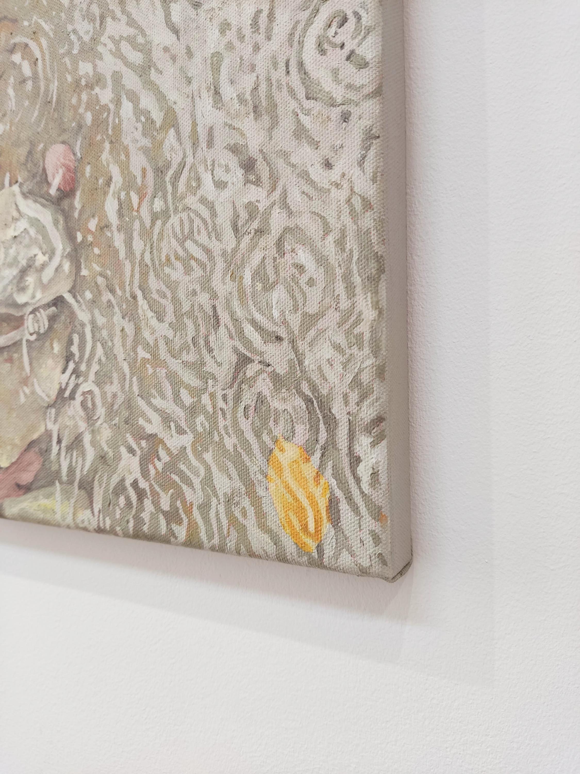 Work :  Original Oil Painting, Unique Work. Handmade artwork. Ready to Hang.
Medium : Oil and Acrylic painting on Canvas.
Artist : Deniz Bayav
Subject : Poésie Muette (Title) 
Signature : The work is signed and dated verso.
Size : H 15.35 X W 9.44
