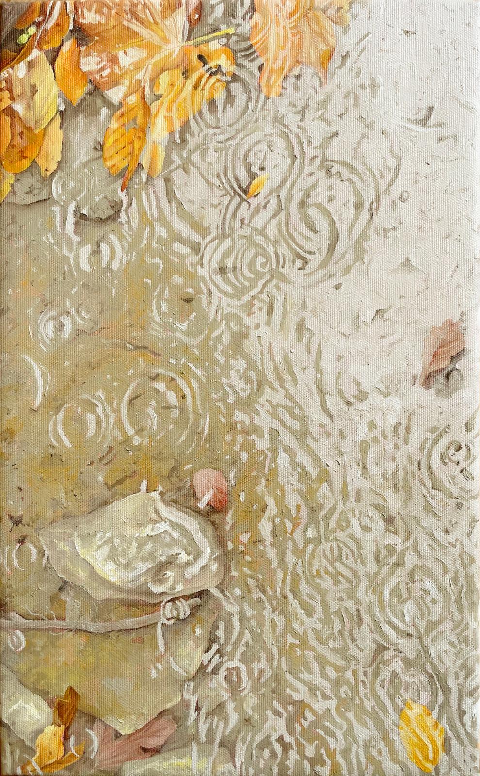 Deniz Bayav Landscape Painting - Poésie Muette, Oil on Canvas, Contemporary painting, Water Reflections, Rain