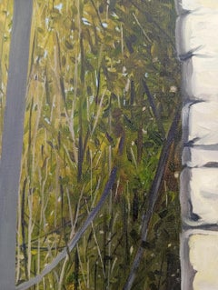 Spring Behind the Shaded Walls - Contemporary Figurative Realistic Oil Painting